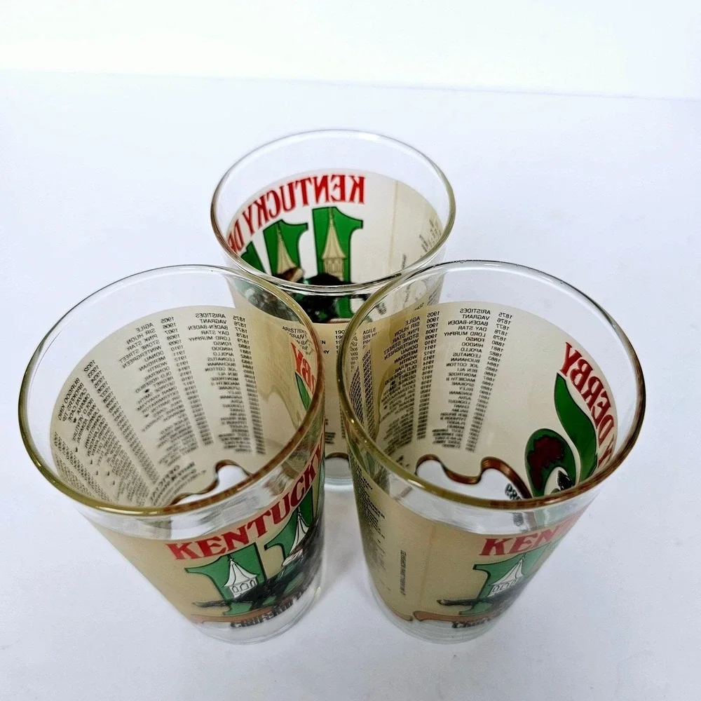 1989 Kentucky Derby 115 Mint Julep Glasses Set of 3 Churchill Downs Horse Racing